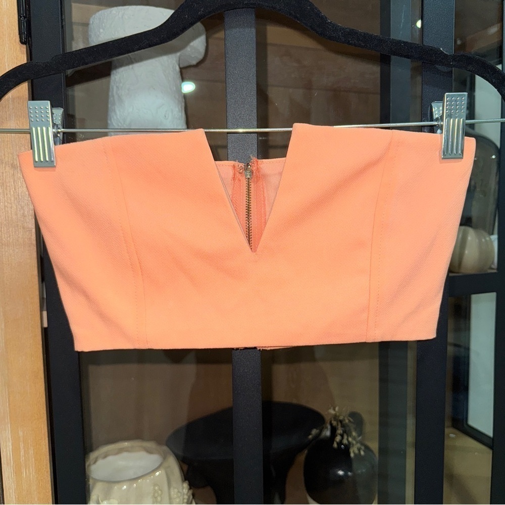 Y2K Sabo Skirt cropped top neon tangerine tube top v neck tumblr 2010s vintage
